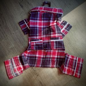 FabDog NEW Blue Red Plaid Human Dog Pajamas 12"